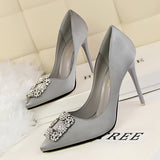 azmodo Rhinestone Slip-On Pointed Toe Banquet Stiletto Heel