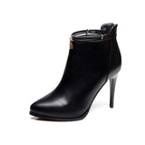 azmodo Platform Plain Pointed Toe Black Ankle Boots