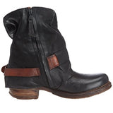 azmodo Sexy Side Zipper Block Heel Round Toe Ankle Boots