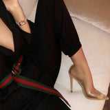 Super high heel sexy transparent pointed single shoes women's shoes