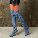 azmodo Stylish Denim Over Knee High Boots