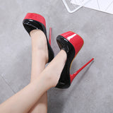 azmodo 2018 autumn sexy high-heeled shoes shallow mouth patent leather nightclub women's shoes