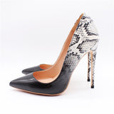 Black&White Serpentine Sex High Heels Pumps Woman New Party Stiletto Shallow Women Shoes 8cm/10cm/12cm Thin Heels Brand Sandals
