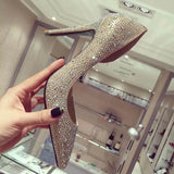 Rhinestone Pointed-toe Gold Stiletto Heels