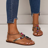 High heels shoes woman sandals women Rhinestones Chains Flat Sandals plus size Thong Flat sandals gladiator sandals