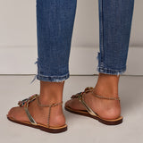 High heels shoes woman sandals women Rhinestones Chains Flat Sandals plus size Thong Flat sandals gladiator sandals