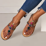 High heels shoes woman sandals women Rhinestones Chains Flat Sandals plus size Thong Flat sandals gladiator sandals