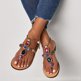 High heels shoes woman sandals women Rhinestones Chains Flat Sandals plus size Thong Flat sandals gladiator sandals