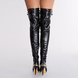 azmodo  Metal Decoration Zipper Over Knee High Boots
