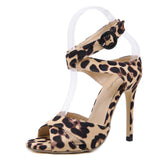 2019 Summer New Leopard Print Shoes Women Sandals Sexy Open Toe Gladiator High Heels Buckle Strap Women Shoes Size 35-40