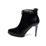 azmodo Platform Plain Pointed Toe Black Ankle Boots