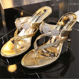 Sexy Dress Sandals Rhinestone Sequin Thong Slip-On Stiletto Heel