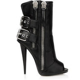 azmodo  Sexy High Heel Shoes Black Peep-toe Boots