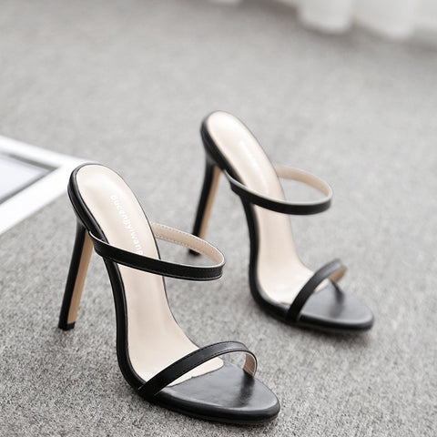 exy High Heels Boots Stiletto Sandalias Mujer Pump Black Shoes Woman Open Toe Strappy Gladiator Sandals Shoes black
