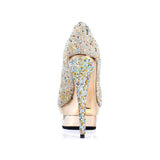azmodo Hot Luxurious Rhinestone Platform Stiletto Heels