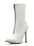 azmodo Rivet Pointed Toe Ankle Boots