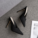 Summer Open Toe Sandals Women Mule Slides Mesh Hole Cut Out Hollow Stilettos High Heels Casual Clubwear Shoes black AZ760-a5