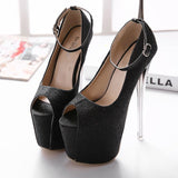 azmodo Sequin Platform Banquet Peep Toe Stiletto Heels