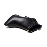 azmodo Platform Plain Pointed Toe Black Ankle Boots