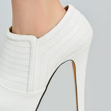 azmodo  Elegant White Closed-Toe Platform Ankle Boots