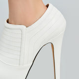 azmodo Elegant White Closed-Toe Platform Ankle Boots