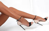 Azmodo Summer Shoes Nude Color High Heels Stiletto Buckle 13 cm Matching Shoes Sandals