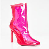 autumn net red new boots color transparent short boots stiletto back zip personality boots