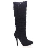 Pretty Suede Stiletto Heels Knee High Boots