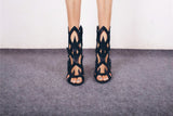 azmodo 2018 flame hollow stiletto women's sandals high heels catwalk fashion shoes