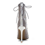 azmodo  Peep-toe Lace-up Rhinestone Stiletto Heels