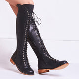 azmodo Lace-Up Vintage Mid Calf Boots