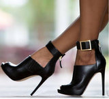 azmodo Black High Heel Sexy Ankle Boots