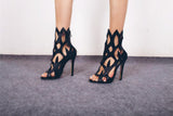 azmodo 2018 flame hollow stiletto women's sandals high heels catwalk fashion shoes