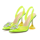azmodo Rhinestone Jelly Stiletto Heel Pointed Toe Sandals