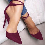 azmodo Strappy Lace Up Pointed Toe Stiletto Heels