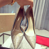 Rhinestone Pointed-toe Gold Stiletto Heels