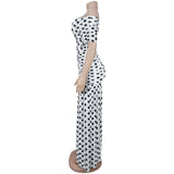 Women Off Shoulder Polka Dot Maxi Dress Ruched Bodycon Side Split Long Dress Elegant Evening Party Wedding Guest Formal Dresses