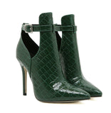 Chocolate Brown Croc-Pattern Stiletto Heels