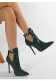 Chocolate Brown Croc-Pattern Stiletto Heels