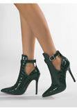 Chocolate Brown Croc-Pattern Stiletto Heels