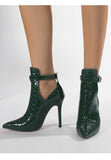 Chocolate Brown Croc-Pattern Stiletto Heels