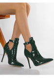 Chocolate Brown Croc-Pattern Stiletto Heels