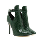 Chocolate Brown Croc-Pattern Stiletto Heels