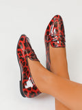 Leopard Print Penny Loafers – Women's Slip-On Flat Shoes