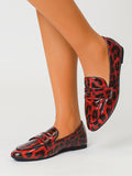 Leopard Print Penny Loafers – Women's Slip-On Flat Shoes