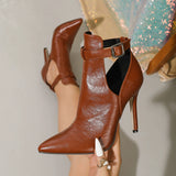 Chocolate Brown Croc-Pattern Stiletto Heels