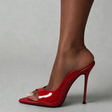 Glossy White Peep-Toe Stiletto Heel
