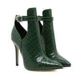 Chocolate Brown Croc-Pattern Stiletto Heels