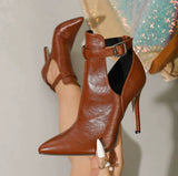 Chocolate Brown Croc-Pattern Stiletto Heels