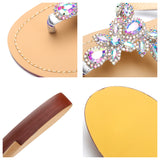 Women Silver Jeweled Hand Crafted Crystal Flip Flops Rhinestones Flats Sandals